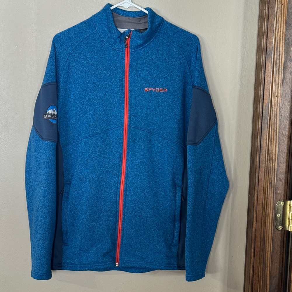 Spyder Men's Blue Performance Jacket with Orange Zipper